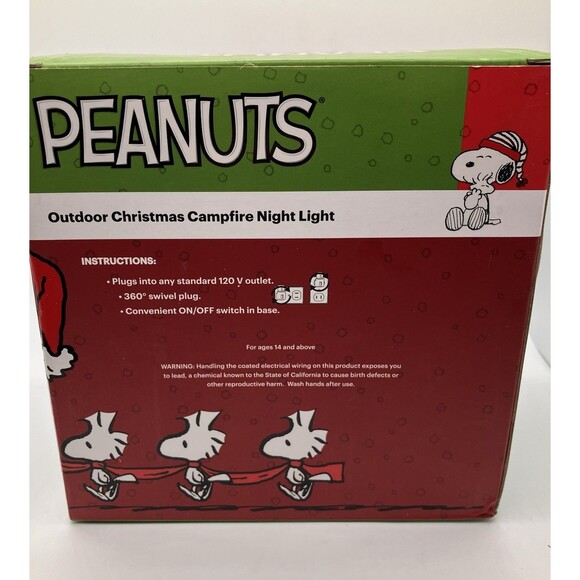 Peanuts Snoopy & Woodstock Christmas Tree Flickering Campfire Night Light In Box - Picture 2 of 3